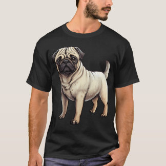 子犬のパグの絵 Tシャツ