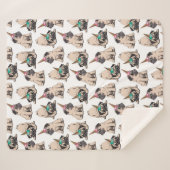 子犬のパグ|の熱望のユニコーンパターン シェルパブランケット (正面(横))