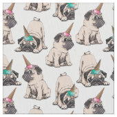 子犬のパグ|の熱望のユニコーンパターン ファブリック (クローズアップ)