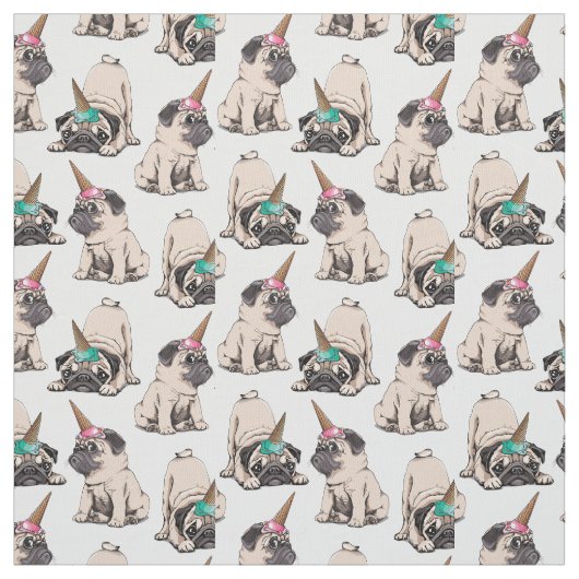 子犬のパグ|の熱望のユニコーンパターン ファブリック (見本)