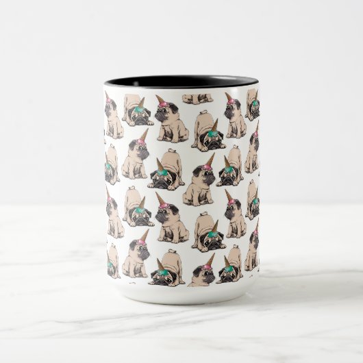 子犬のパグ|の熱望のユニコーンパターン マグカップ (中央)