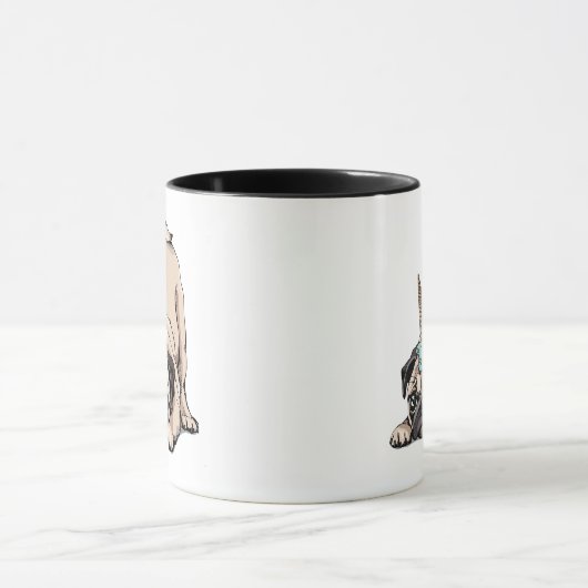 子犬のパグ|の熱望のユニコーンパターン マグカップ (中央)