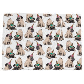 子犬のパグ |一角獣のパターン ラージペーパーバッグ (正面)