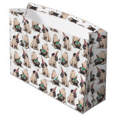 子犬のパグ |一角獣のパターン ラージペーパーバッグ (裏面アングル)