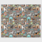 子犬のパターン ラッピングペーパー (フラット)