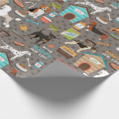 子犬のパターン ラッピングペーパー (角)