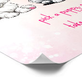 子犬のパーティーのサインかわいい白いピンクの子犬を採用 ポスター (角)