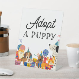 子犬のパーティーを採用する 台座サイン