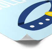 子犬のパーティー標識が襟を青にする ポスター (角)