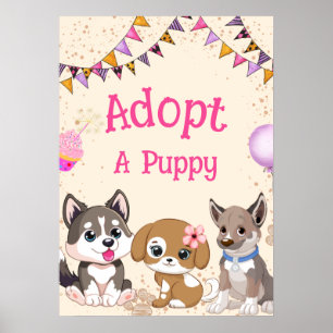 子犬のパーティー標識を採用する ポスター