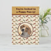 子犬のパーティー犬のイベントカスタムなペット写真 招待状 (スタンド正面)