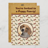 子犬のパーティー犬のイベントカスタムなペット写真 招待状 (正面/裏面)