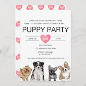 子犬のパーティー、子犬のシャワー新しい子犬 招待状 (正面/裏面)