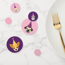 子犬のパーティー、犬のパーティーピンクと紫の紙吹雪 コンフェッティ