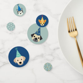 子犬のパーティー、青と緑 コンフェッティ