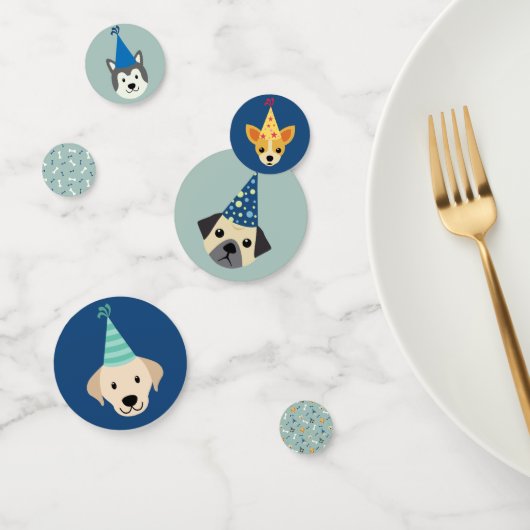 子犬のパーティー、青と緑 コンフェッティ (グループ)