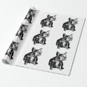 子犬のフレンチ・ブルドッグの無光沢の包装紙 ラッピングペーパー (アンロールド)