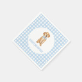 子犬のプレッピー・ペブル柄の誕生日 スタンダードカクテルナプキン (角)
