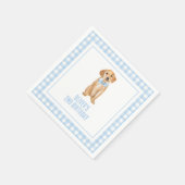 子犬のプレッピー・ペブル柄の誕生日 スタンダードカクテルナプキン (角)