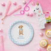 子犬のプレッピー・ペブル柄の誕生日 ペーパープレート (パーティー)