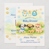 子犬のベビーシャワー招待状 招待状 (正面/裏面)