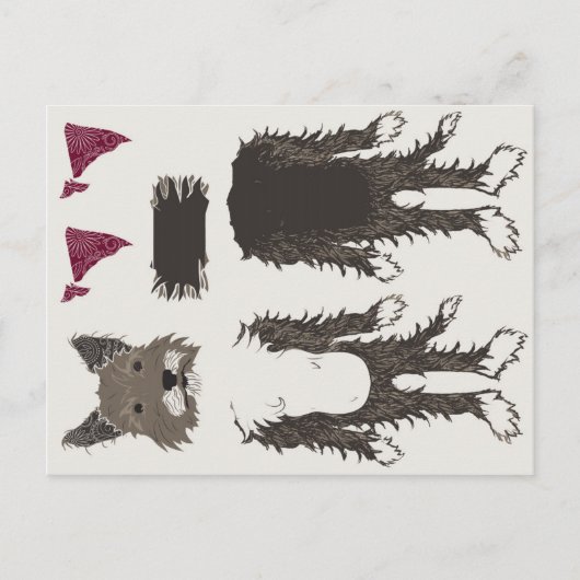 子犬のペーパー人形の部品 ポストカード (正面)