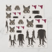 子犬のペーパー人形の部品 ポストカード (正面/裏面)
