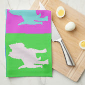 子犬のポップ・アートの芸術 キッチンタオル (四つ折り)