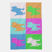 子犬のポップ・アートの芸術 キッチンタオル (縦)