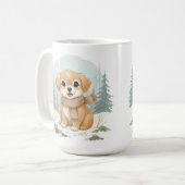 子犬のマグカップ, 水彩犬のギフト, あたたかな動物の芸術, W コーヒーマグカップ (正面左)