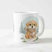 子犬のマグカップ, 水彩犬のギフト, あたたかな動物の芸術, W ジャンボコーヒーマグカップ (正面右)