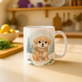 子犬のマグカップ、水彩画の犬のギフト、ほっこりとした動物アート、W コーヒーマグカップ