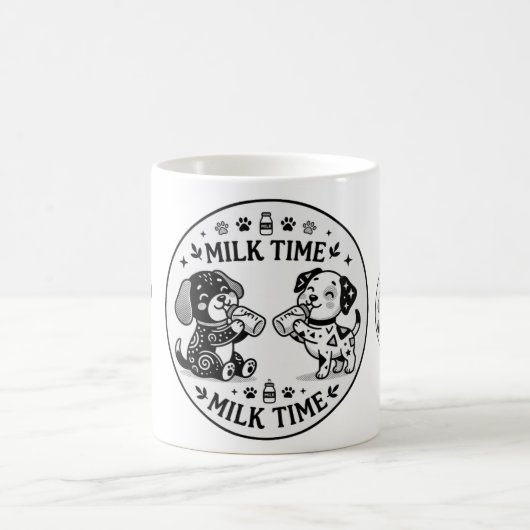 子犬のミルクタイム BW コーヒーマグ コーヒーマグカップ (中央)