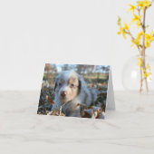 子犬のメッセージカード カード (黄色い花)