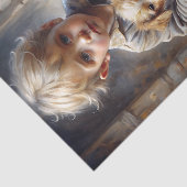 子犬のヴィンテージデコペ素朴ージを持つ少年 薄葉紙 (詳細)