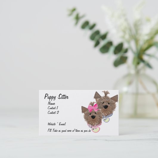 子犬の付き添い 名刺 (スタンド正面)