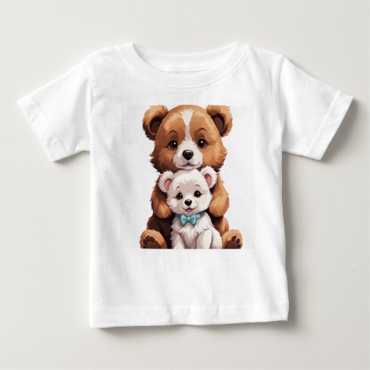 「子犬の仲間:おもしろい犬のTシャ子供へ」 ベビーTシャツ (正面)