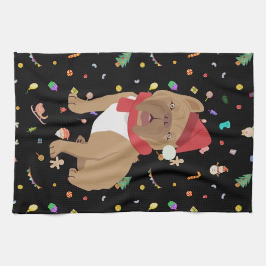 子犬の休日への愛：かわいいキッチンタオル キッチンタオル (横)