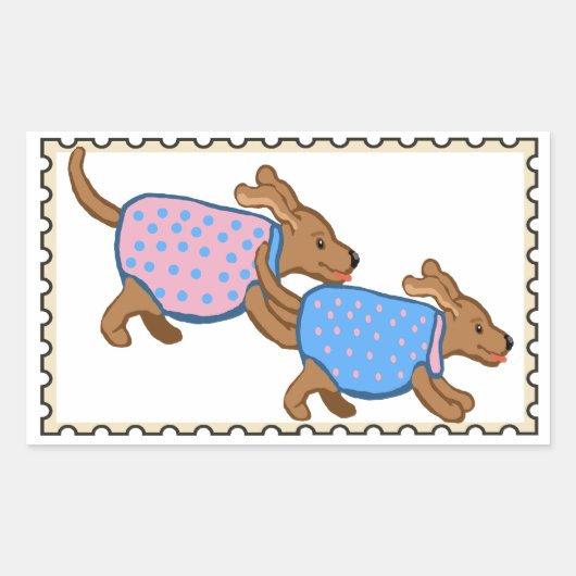 子犬の偽スタンプ 長方形シール (正面)