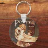子犬の入浴 ヴィンテージ アンティーク キーホルダー (正面)