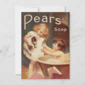 子犬の入浴 ヴィンテージ アンティーク ノートカード (正面)