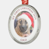 子犬の写真のクリスマスオーナメント メタルオーナメント (左)