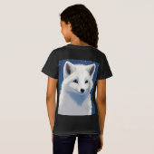 子犬の写真を持つ少女 Tシャツ (裏面フル)