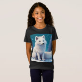子犬の写真を持つ少女 Tシャツ (正面フル)
