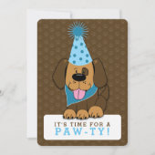 子犬の写真パーティーの両面誕生日 招待状 (正面)