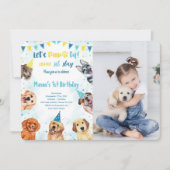 子犬の写真招待状 招待状 (正面)