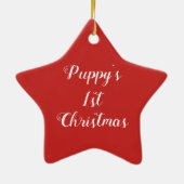 子犬の初めてのクリスマスのオーナメントはカスタマイズ セラミックオーナメント (裏面)