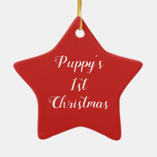 子犬の初めてのクリスマスのオーナメントはカスタマイズ セラミックオーナメント (裏面)