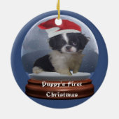 子犬の初めてのクリスマスのオーナメント セラミックオーナメント (裏面)
