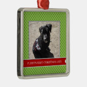 子犬の初めてのクリスマスの写真のオーナメント メタルオーナメント (右)